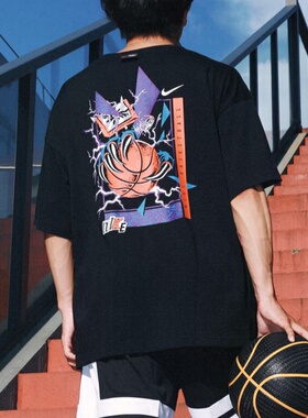 25Nike耐克短袖男女街头篮球印花透气宽松休闲纯棉运动T恤IH9269