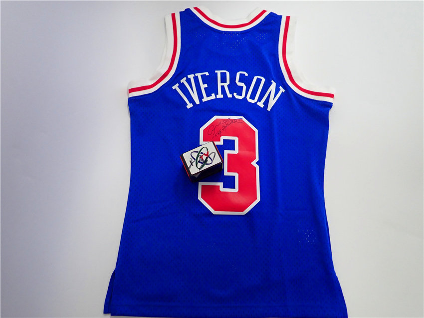NBA费城76人队 答案 艾佛森 IVERSON 亲笔签名 复古版球衣篮球服