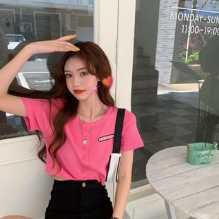 少女感上衣短款露脐刺绣针织衫女夏季2025年新款宽松短袖薄款开衫