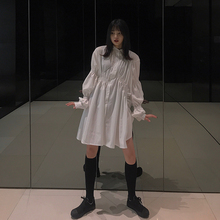 短裙子 宽松简约风褶皱不规则衬衫 周循环2019初秋新款 连衣裙女长袖