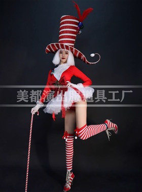 酒吧圣诞节愚人节演出服红白条纹嘉年华小丑蓬蓬裙新款ds巡游服装