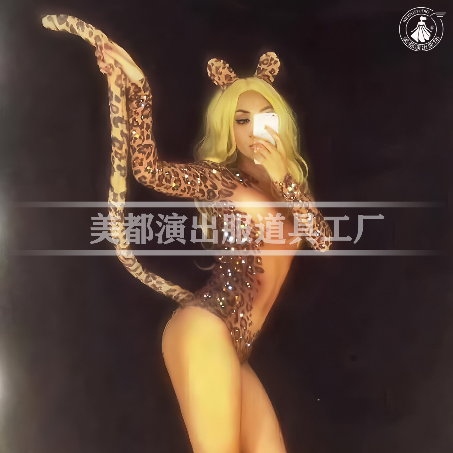 酒吧gogo演出服夜猫性感豹纹连体衣猫女ds领舞服夜店男女派对服装