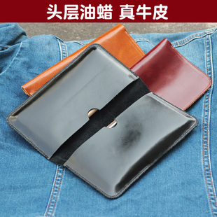 适用手工真皮双机包头层真皮小牛皮华为苹果双部手机保护皮套袋二合一手机收纳包钱包式软牛皮