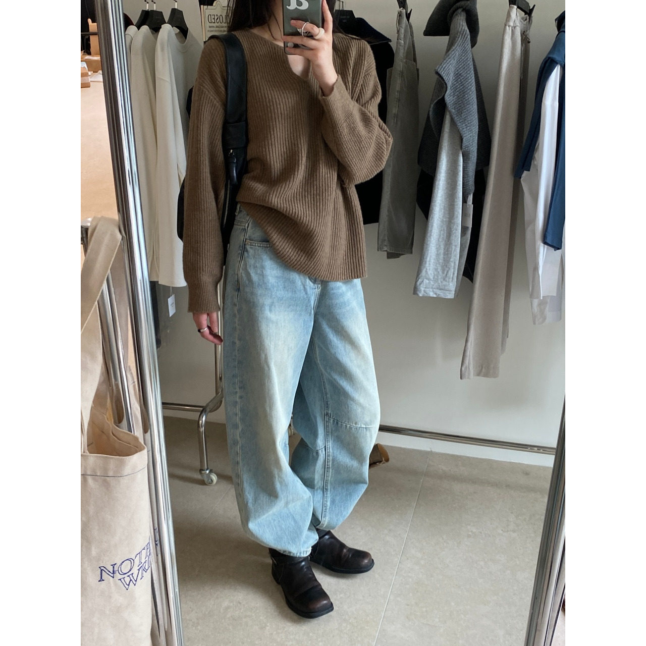 NSS VINEGAR松弛感复古VTG做旧牛仔裤后腰扣设计提臀显瘦牛仔裤