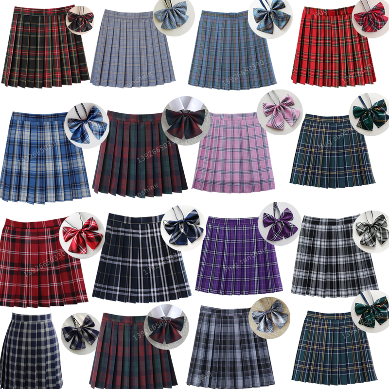 格子百褶裙jk制服百折裙初中高中大学制服裙英伦学院风少女软妹裙