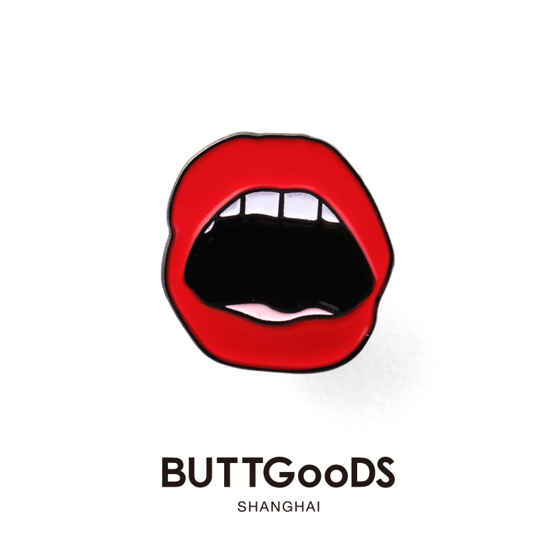 原创设计buttgoods红唇节日胸针