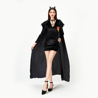 万圣节服装成人女吸血鬼女王舞台表演服连衣裙女巫装巫婆恶魔披肩