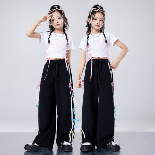 女童街舞潮装嘻哈女孩辣妹套装爵士舞服装儿童时尚炸街潮牌童装夏