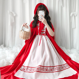 万圣节小红帽红色斗篷女巫长裙cos舞台话剧服狼外婆成人cosplay服