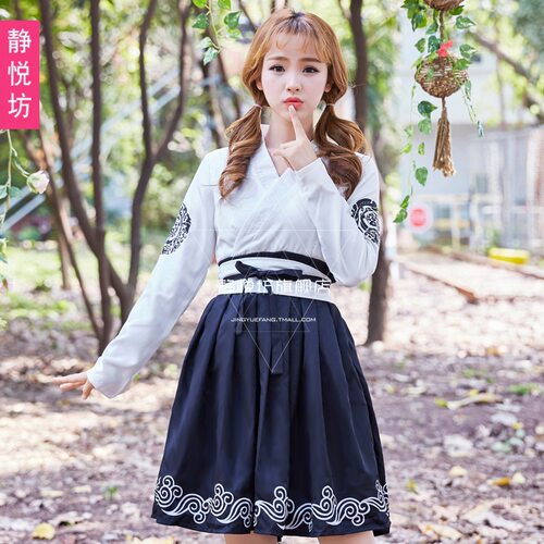 长短袖暗黑和服和风软妹服仙鹤日本浴衣连衣裙外套