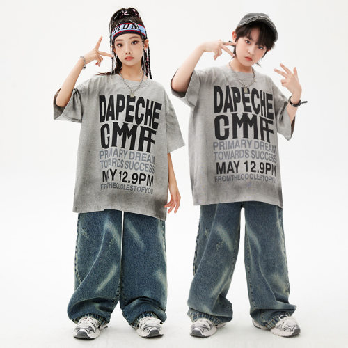 街舞儿童潮服嘻哈男童炸街hiphop少儿套装女童爵士舞服装演出服夏
