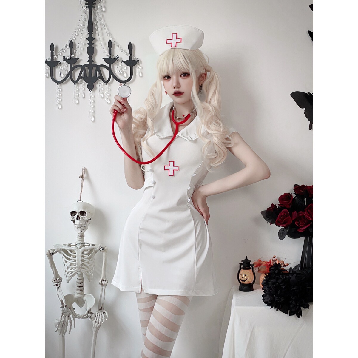 万圣节成人服装cosplay护士服大码性感医生角色扮演制服派对cos服图片