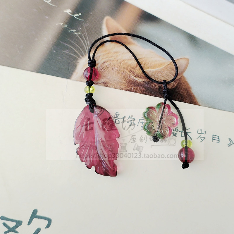 琉璃叶子原创手机挂绳挂件碧玺红樱花流苏金枝玉叶手机链U盘吊坠,3C数码配件,手机挂件/手机链,淘宝优惠券,粉丝福利购,淘宝优惠卷