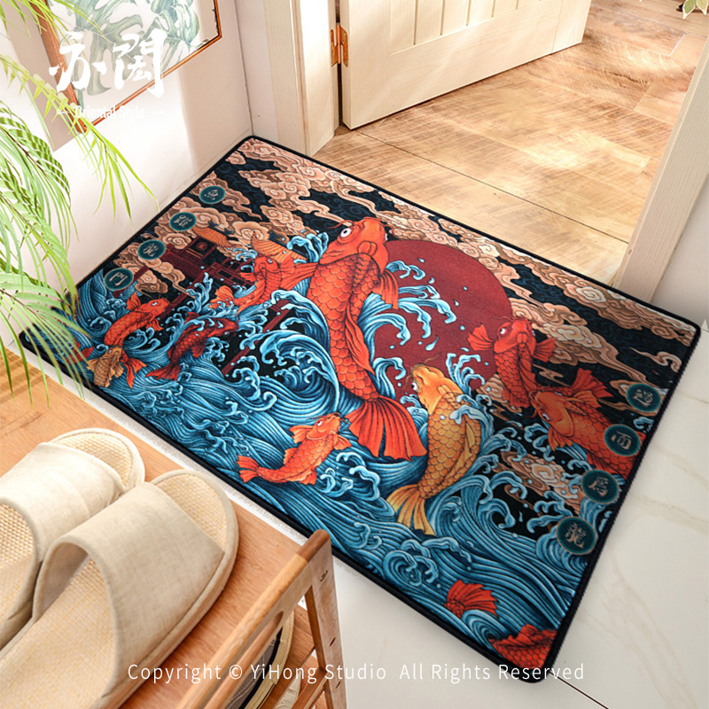 原创国风玄关防滑入户地垫