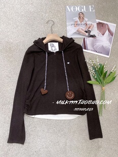 欧洲站小众设计师漫画秋冬新复古甜酷辣妹连帽卡通抽绳T恤针织衫