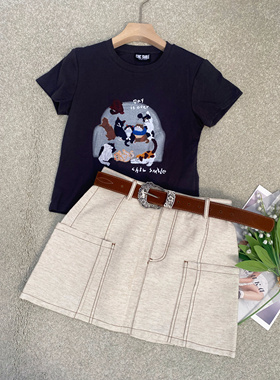 欧洲站2025夏季新款设计师款YMQY小众法式复古亚麻凉爽A字裙短裙