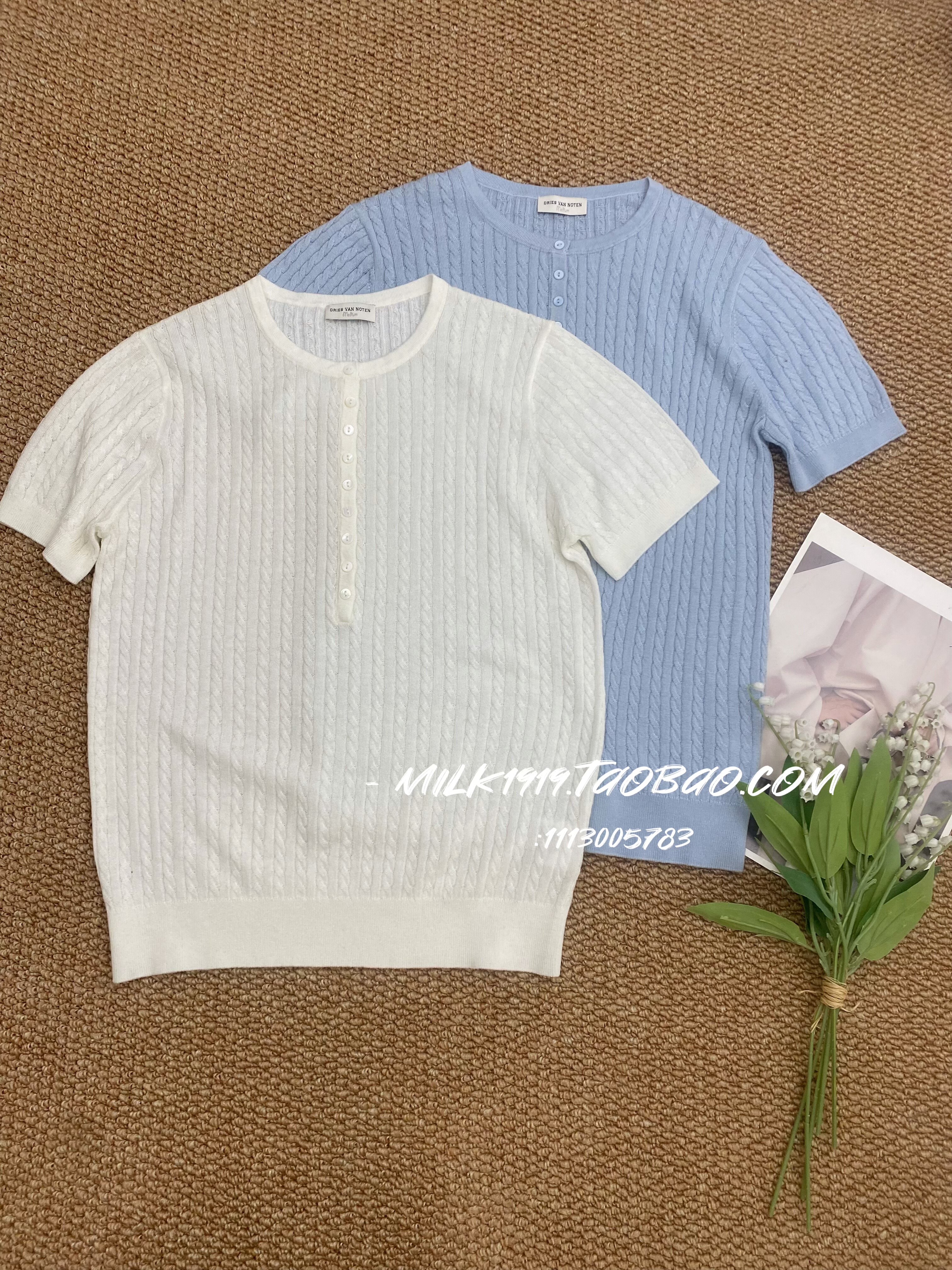 欧洲站小众设计师款2026早春新款法式复古小香风麻花针织短袖T恤