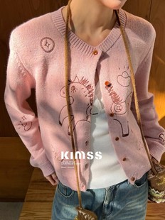 宝开衫 刺绣小马元 针织毛衣潮牌上衣欧货女 新款 欧洲站南油2025冬季