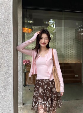 欧洲站2026春夏新款 设计师款小众松弛感甜辣甜美背心两件套开衫