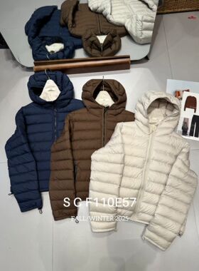 欧洲站2025冬季新款设计师款小众复古百搭排骨显瘦连帽轻薄羽绒服