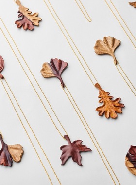 原创项链设计师实木简约手工吊坠