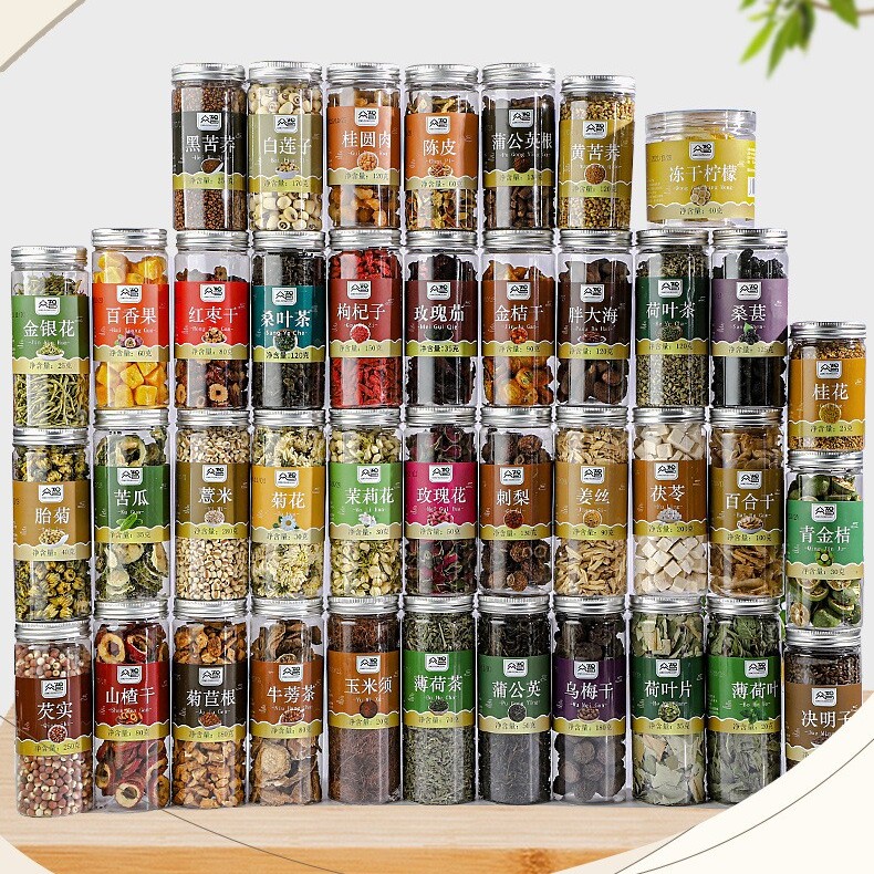 众智花果茶菊花桂圆红枣干枸杞胎菊决明子罐装花茶代用茶60种定制