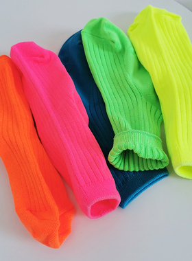 韩国KidsFUTURE儿童袜子女时尚荧光堆堆袜可爱春秋宝宝中筒螺纹潮