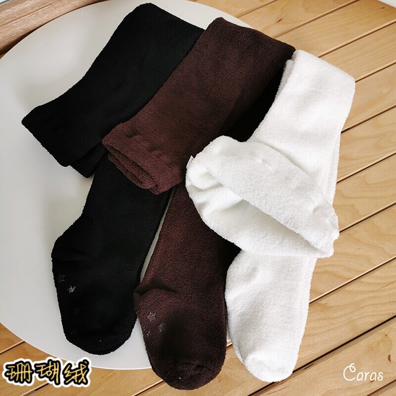 caras韩国女童白色舞蹈袜加绒高弹儿童连裤袜秋冬宝宝打底袜保暖