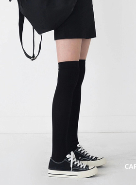 caras韩国女袜过膝袜子女潮网红款棉袜长筒春秋百搭jk学院风黑色