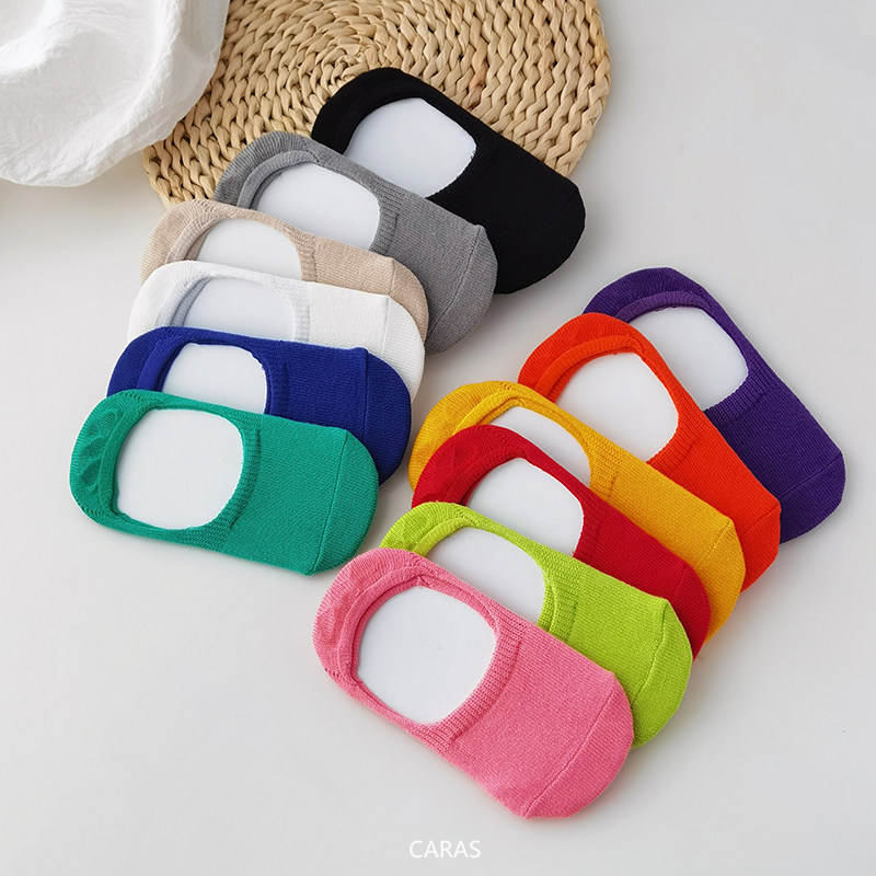 caras韩国进口儿童浅口船袜精梳棉高弹夏季宝宝纯色袜子棉袜防滑