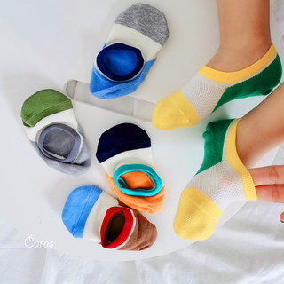 caras韩国儿童船袜网眼袜夏季纯棉男童薄款袜子糖果色童袜地板袜