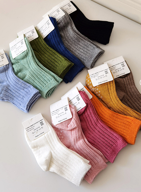 韩国进口儿童彩色袜子洋气潮ins棉袜防滑婴儿宝宝学步袜夏季薄款