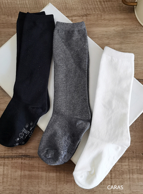 韩国KidsFUTURE儿童中筒袜不掉筒棉袜白色宝宝及膝春秋学生袜子