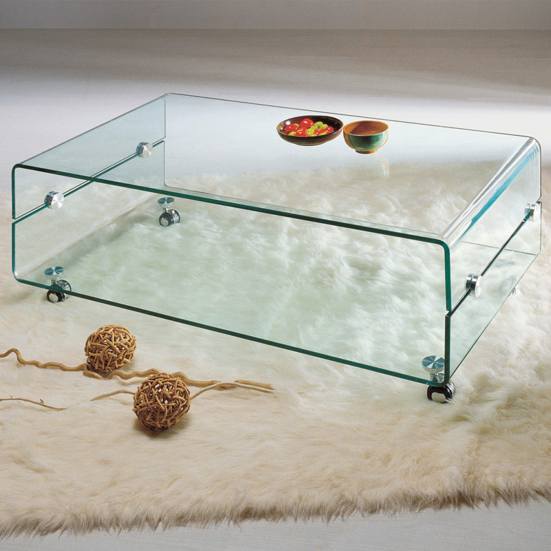 玻璃茶几热弯全创意茶正方形边几