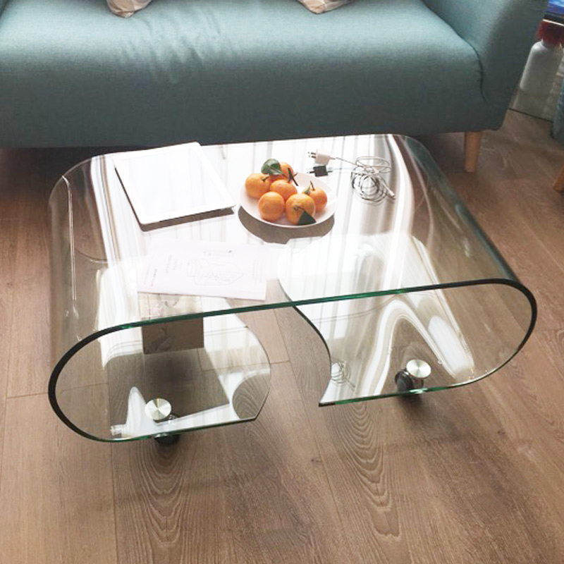 圆形透明玻璃茶几极简风