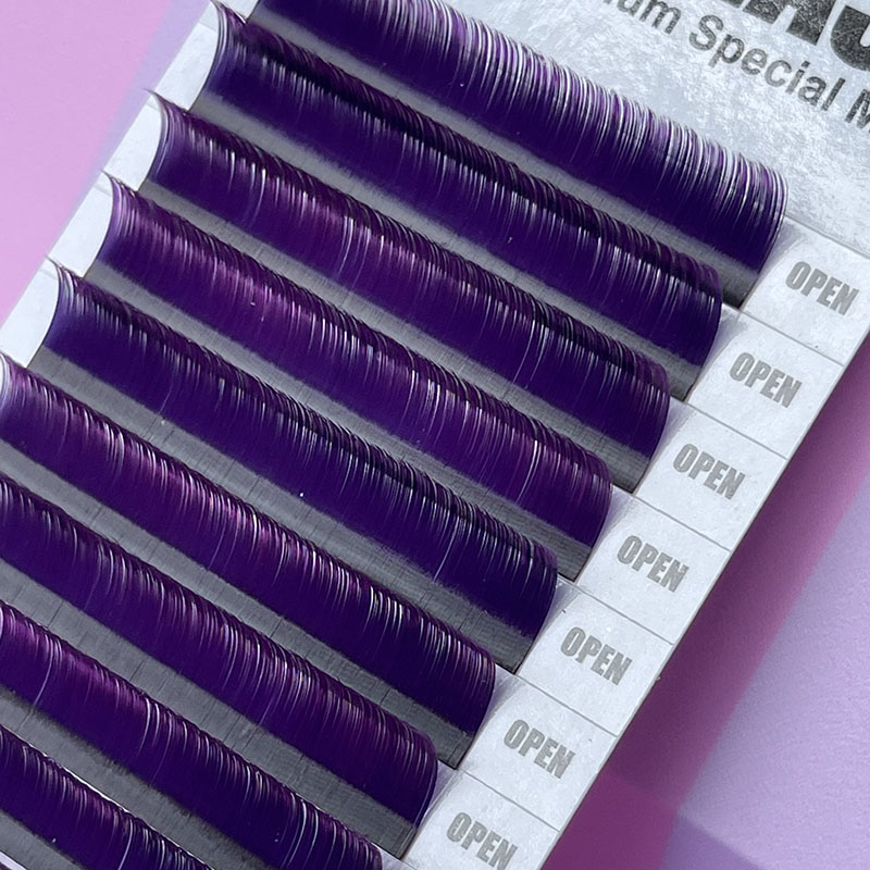 渐变紫色开花嫁接睫毛脸部美容