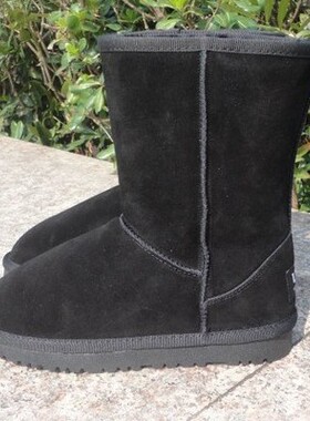 雪地靴冬季新款真皮套筒中筒靴休闲大码男士保暖棉鞋防滑男鞋5825