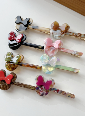 韩国进口ins可爱卡通蝴蝶结鸭嘴夹甜美立体蝴蝶结边夹刘海发夹新