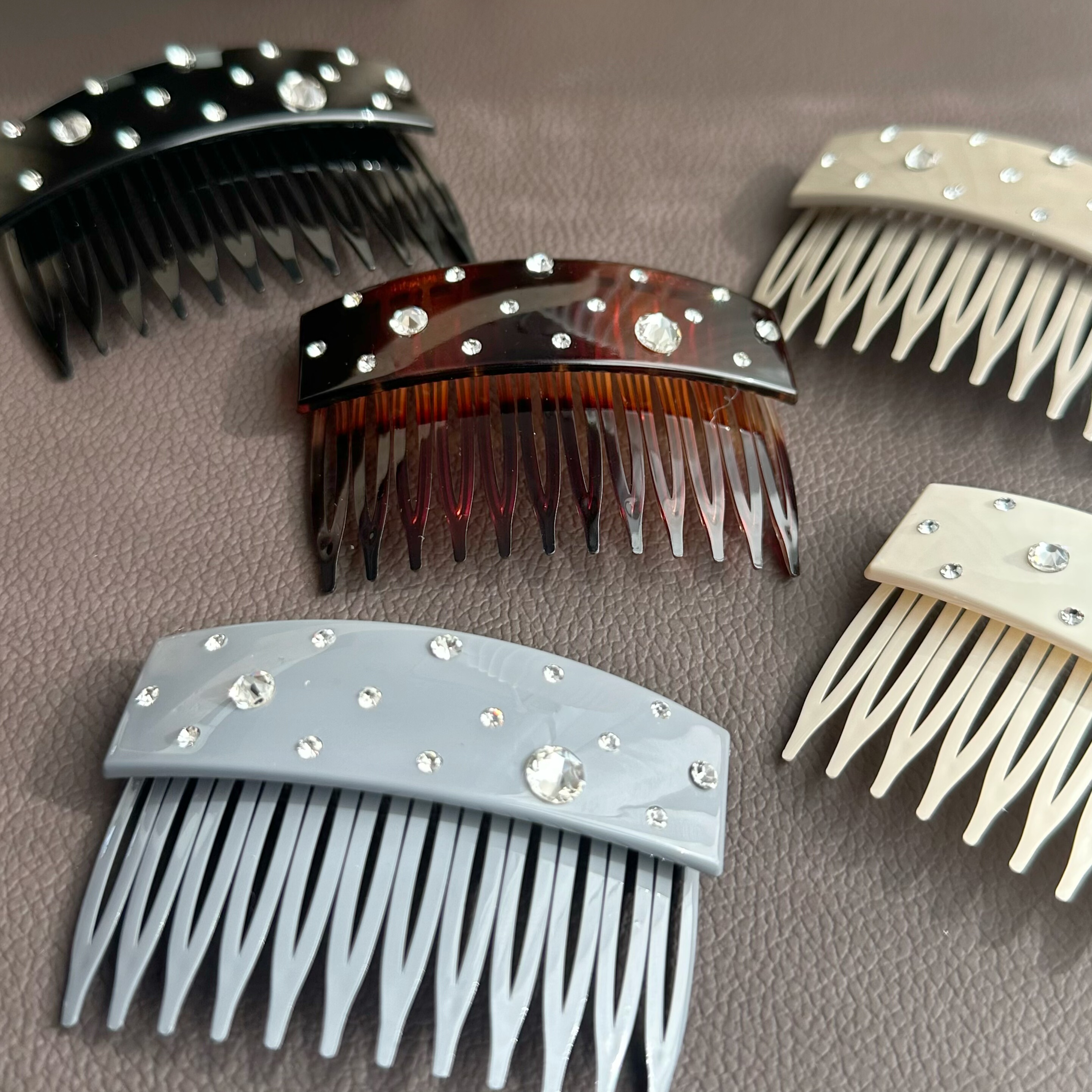 韩国制造百搭高颅顶碎发神器超闪白砖精致高级感发梳倒插梳发饰女