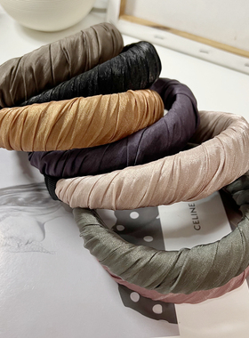 韩国进口紫色立体高颅顶海绵发箍复古法式褶皱头箍舒适压发发卡新