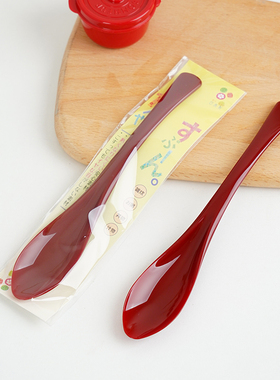 日本进口塑料勺子姜妍同款搅拌勺红色甜品勺调羹酸奶勺长柄小汤勺