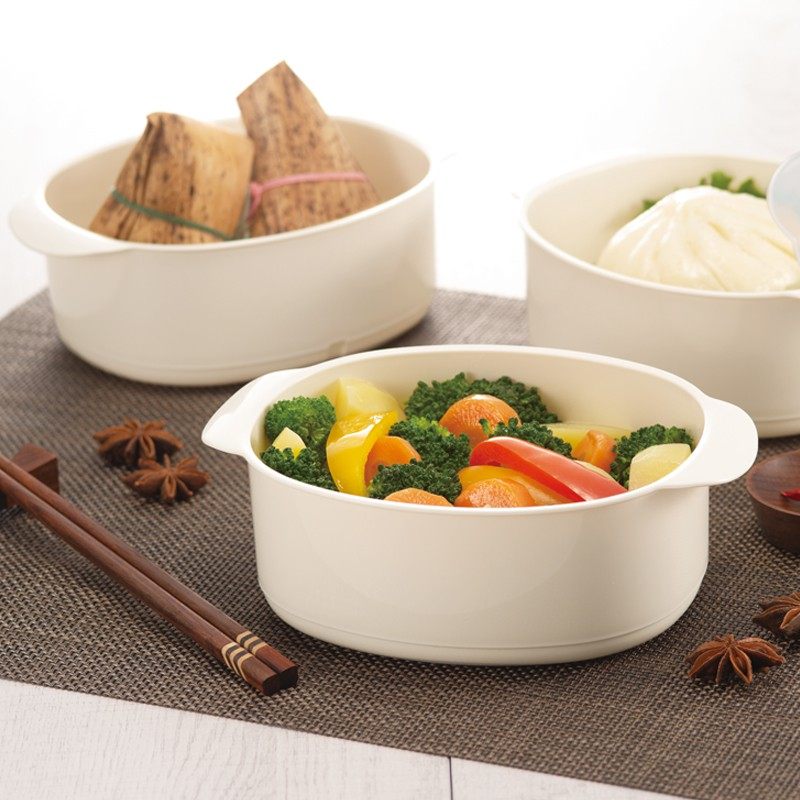 日本进口微波炉专用蒸笼家用加热馒头包子带盖蒸盒厨房塑料小蒸锅