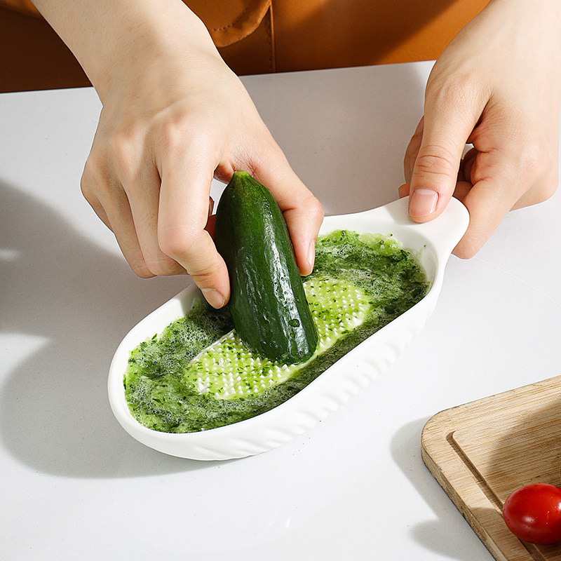 日本陶瓷手动磨姜器碎蒜泥土豆泥研磨果泥姜汁刨压细腻蒜蓉姜末器