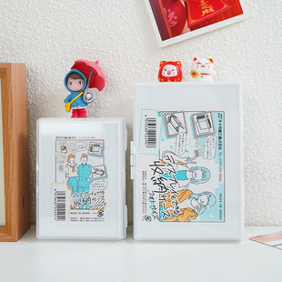 日本制百元 店可展示卡片用翻盖收纳盒可替换写真封面图小卡整理盒