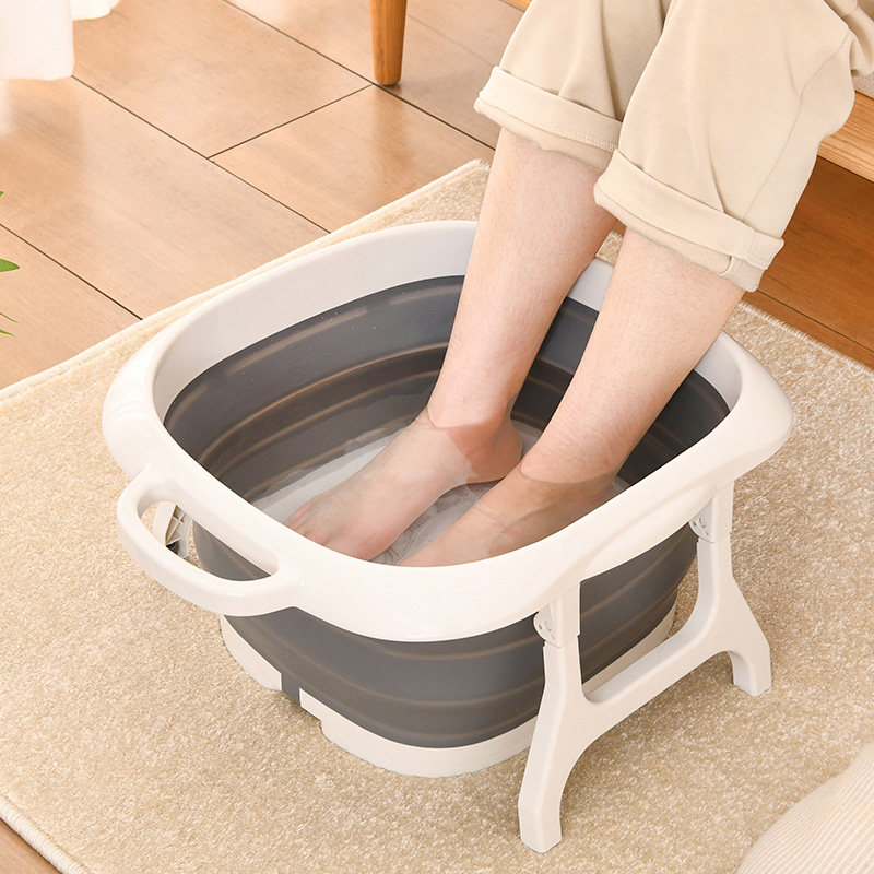 日本泡脚桶带保温盖硅胶折叠泡脚盆懒人按摩洗脚足浴盆便携浸脚桶