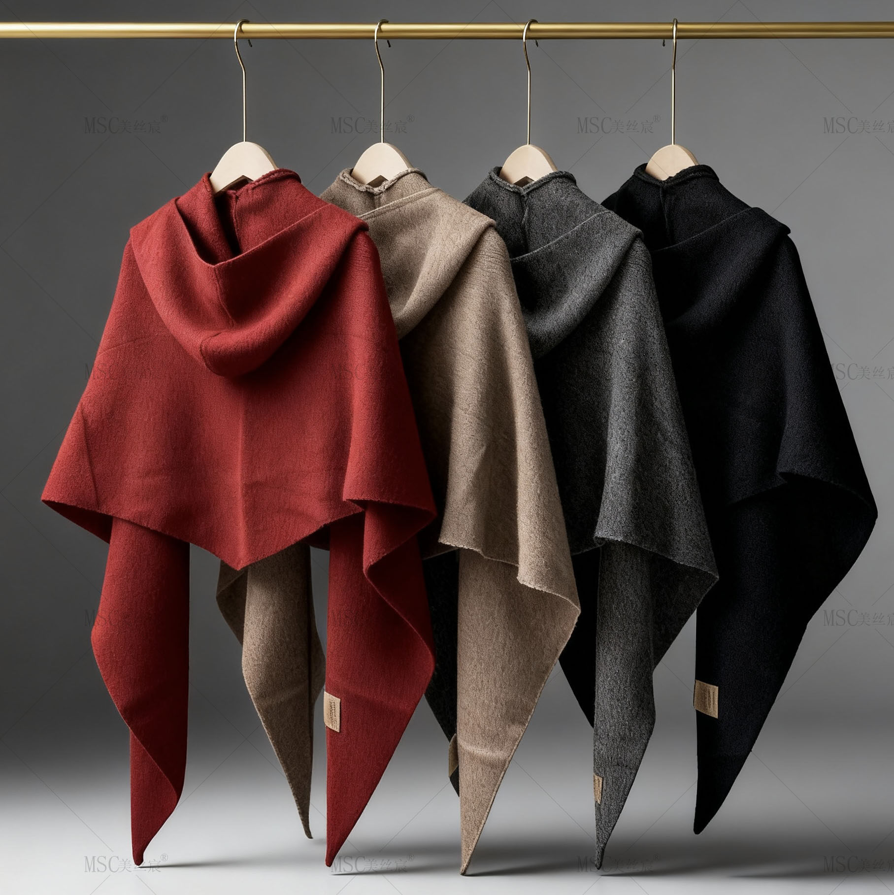 美丝宸【暮冬宜雪】秋冬四合一羊毛帽子披肩围巾一体琥珀流光保暖