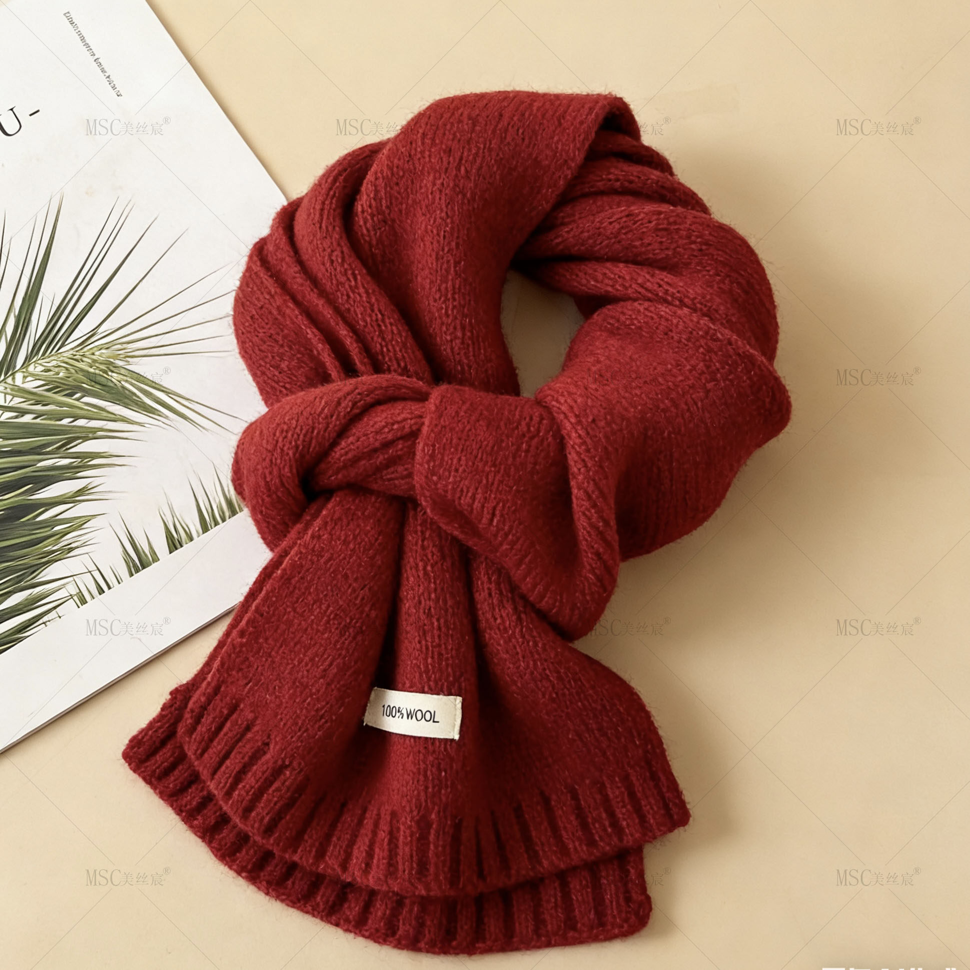 美丝宸100%羊毛【冬日恋岛】男女百搭保暖舒适围巾冬新款针织围脖