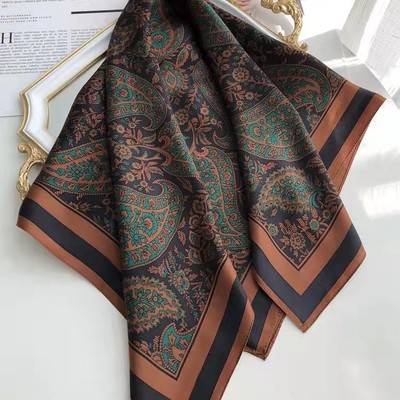 美丝宸 香云腰果110*110大方巾丝蚕缎丝巾热卖爆款百搭高档气质