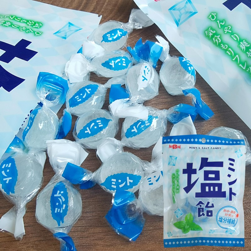 日本进口零食品日进制果薄荷盐味糖果77g约15粒硬糖爽快夏日