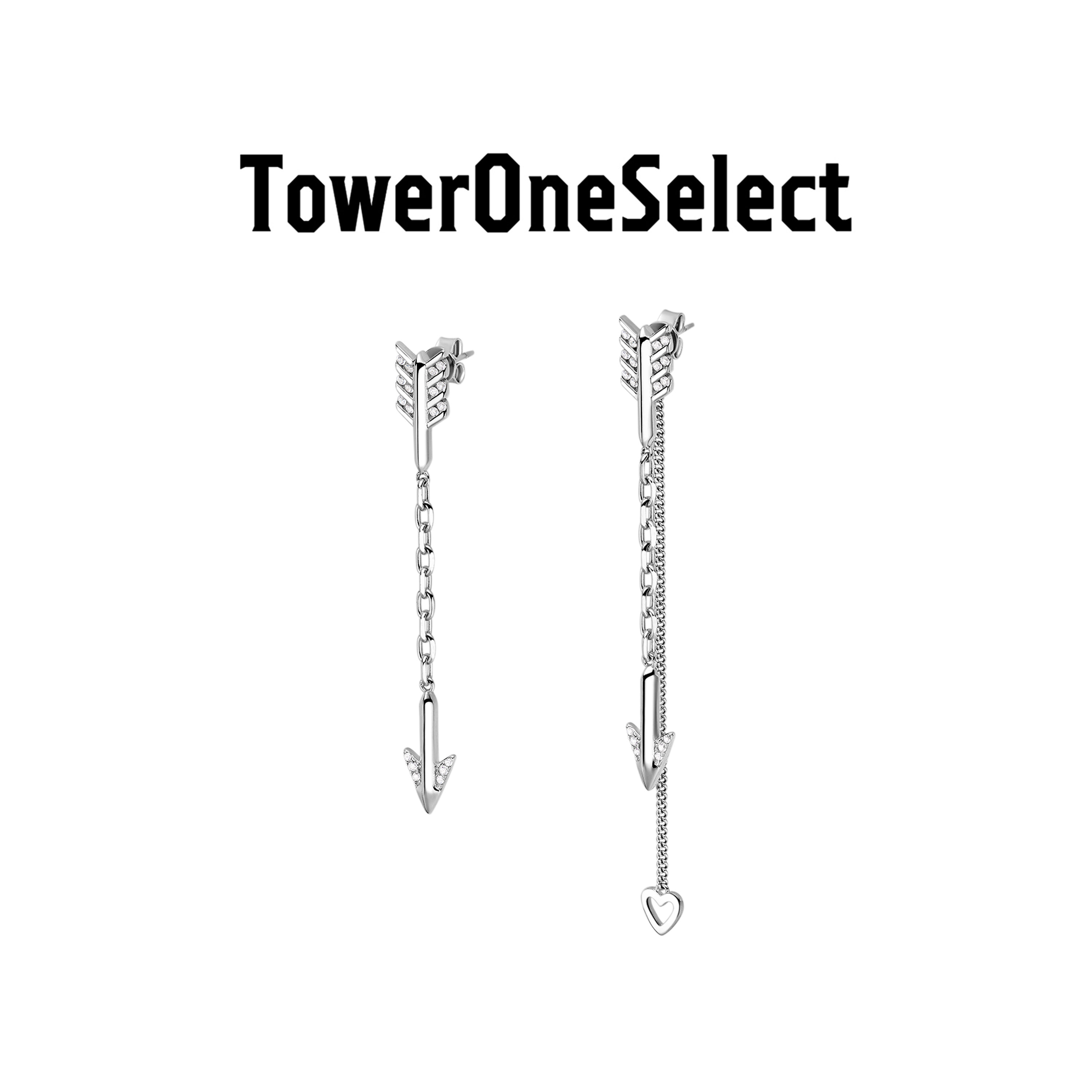 爱心链条不对称耳线官方店